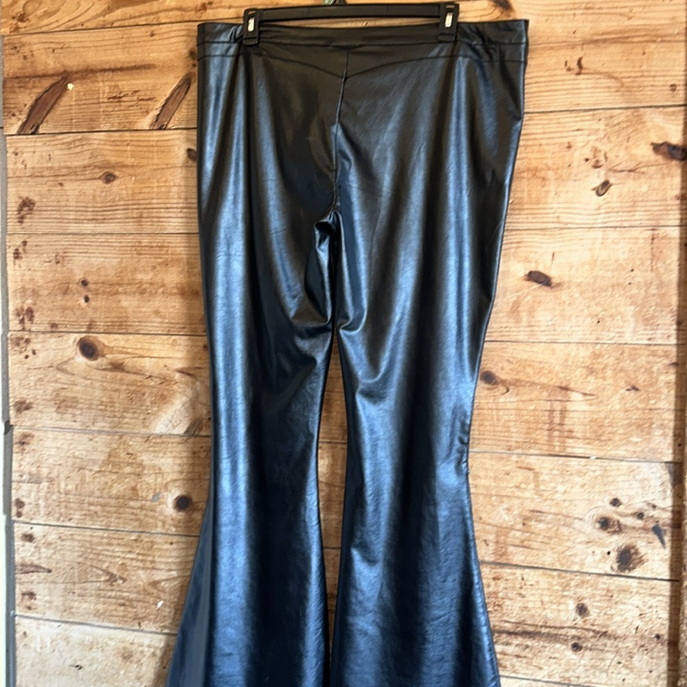 Killstar Shiny Black Lace-Up Flare Pants - Picture 4 of 12